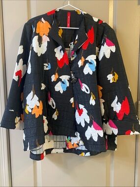 Black Floral Textured Blazer